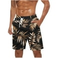 thumbnail image 2 of RKSTN Mens Swim Trunks Hawaiian Bathing Colorful Leaves Print Novel Plus Size Elastic Waistband Drawstring Comfortable Summer Beach Breathable Vacation Shorts with Pockets, 2 of 5