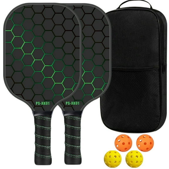 Pickleball Paddles Set of 2 with 4 Balls, 1 Pickleball Bag, USAPA Approved Pickle-Ball Equipment with Accessories, Lightweight Fiberglass Graphite Pickleball Racquet Set for Men, Women