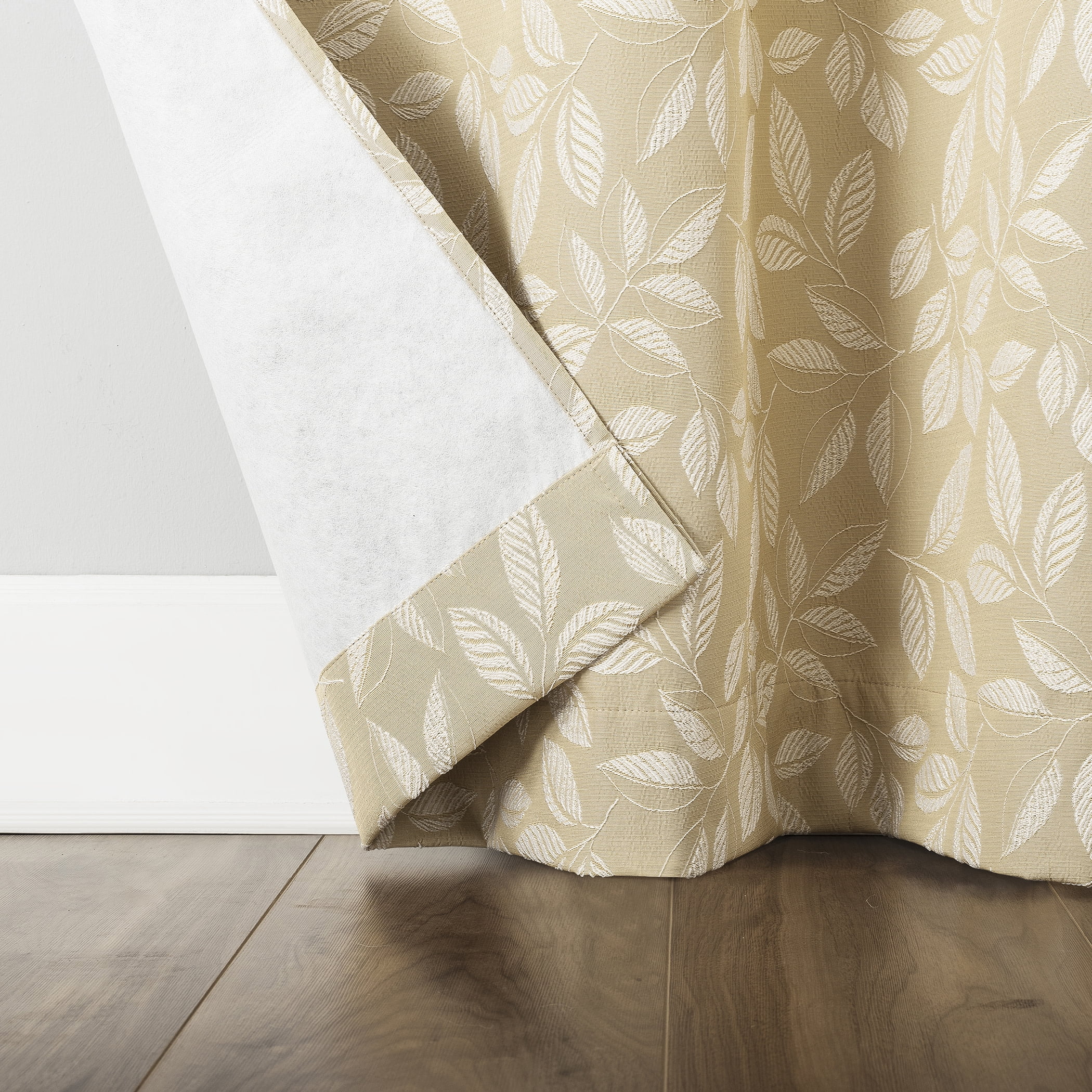 Sun Zero Satti Embroidered Leaf 100% Blackout Grommet Curtain Panel, 40"x96", Gold