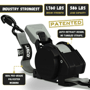JACO Retractable Ratchet Straps - 1 x 15 ft (1,760 lbs Break Strength) | Auto Self Retracting Cargo Tie Down Strap Set