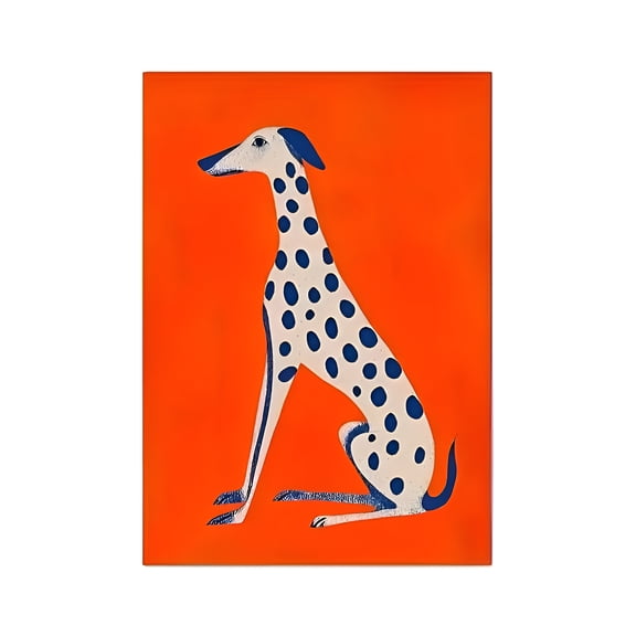 Abstract Spotted Dog Wall Art Poster Orange Blue Dopamine Modern Minimalist Home Decor for Living Room Bedroom Kitchen, UNFRAMED 8x12