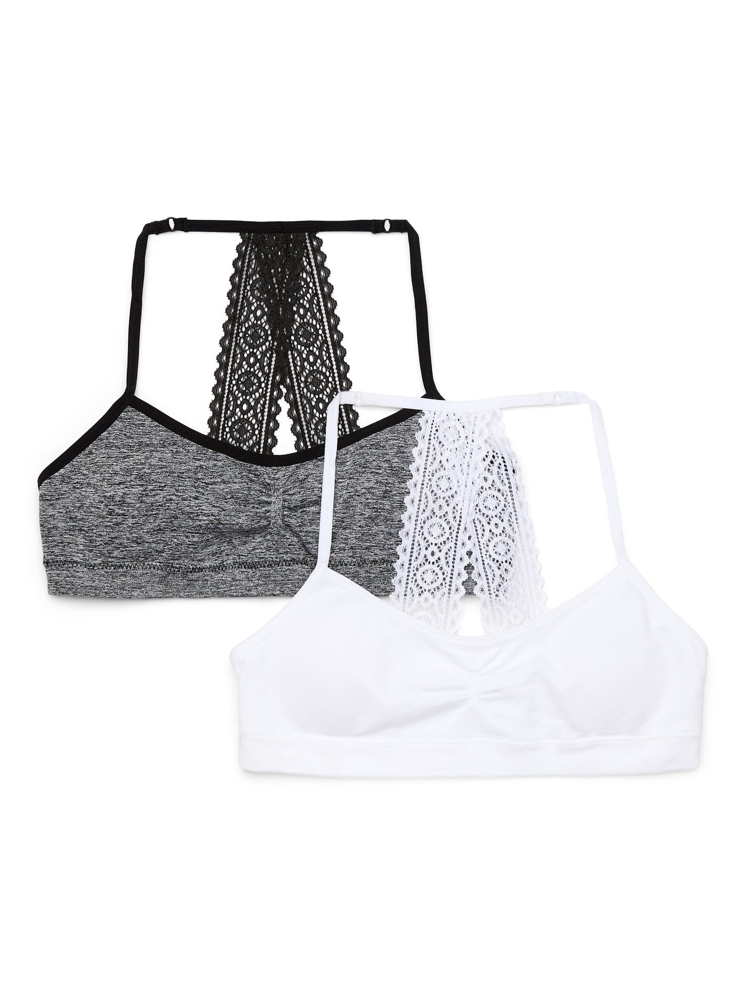 Wonder Nation Girls Seamless Lace Bralette Bra, 6-Pack, Sizes S-XXL