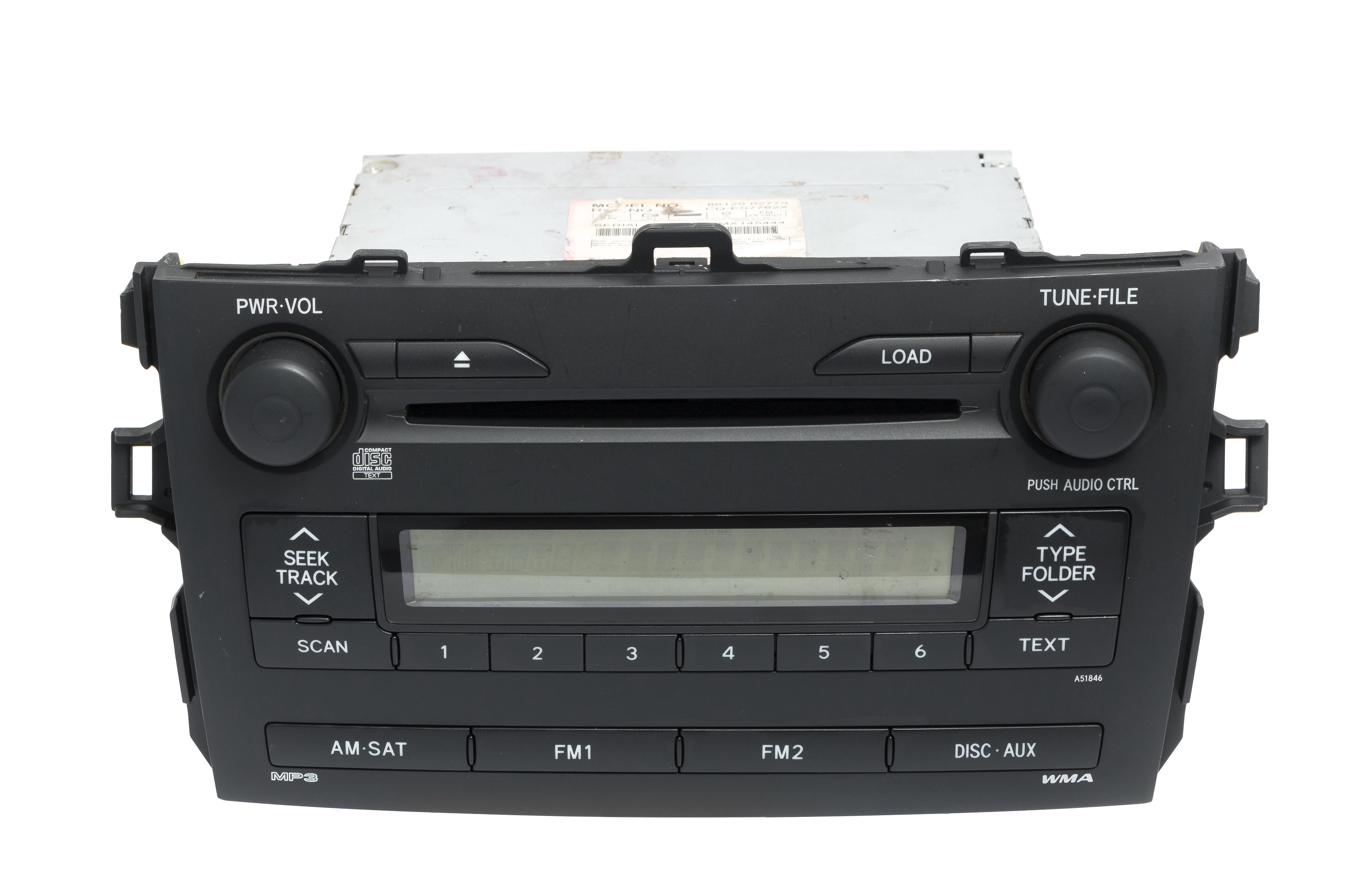 Restored 2009 Toyota Corolla AMFM Radio 6 Disc CD Player MP3 Face A51846 Part 8612002770 (Refurbished)