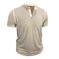 thumbnail image 4 of Mens Shirts Short Sleeve Casual,Mens Henley Shirts Short Sleeve Casual Basic Cotton Tee Summer Fashion Button T Shirts, 4 of 5