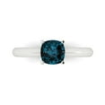 thumbnail image 2 of 1.0ct cushion cut natural london blue topaz 14k white gold Bridal Wedding Engagement Promise Anniversary Ring for Women size 10.25, 2 of 7