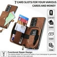 thumbnail image 2 of ELEHOLD Samsung Galaxy A04E Crossbody Wallet Case, Zipper PU Leather Phone Case with Card Holder Wrist Strap Purse Cover for Samsung Galaxy A04E,Brown, 2 of 7