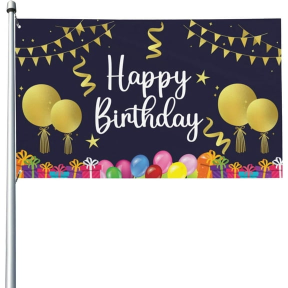 3x5 Ft Happy Birthday Banner Flag Happy Birthday Yard Sign Birthday Poster Background Flag For Home Outdoor Birthday Party With Metal Eyelets No Flag Pole