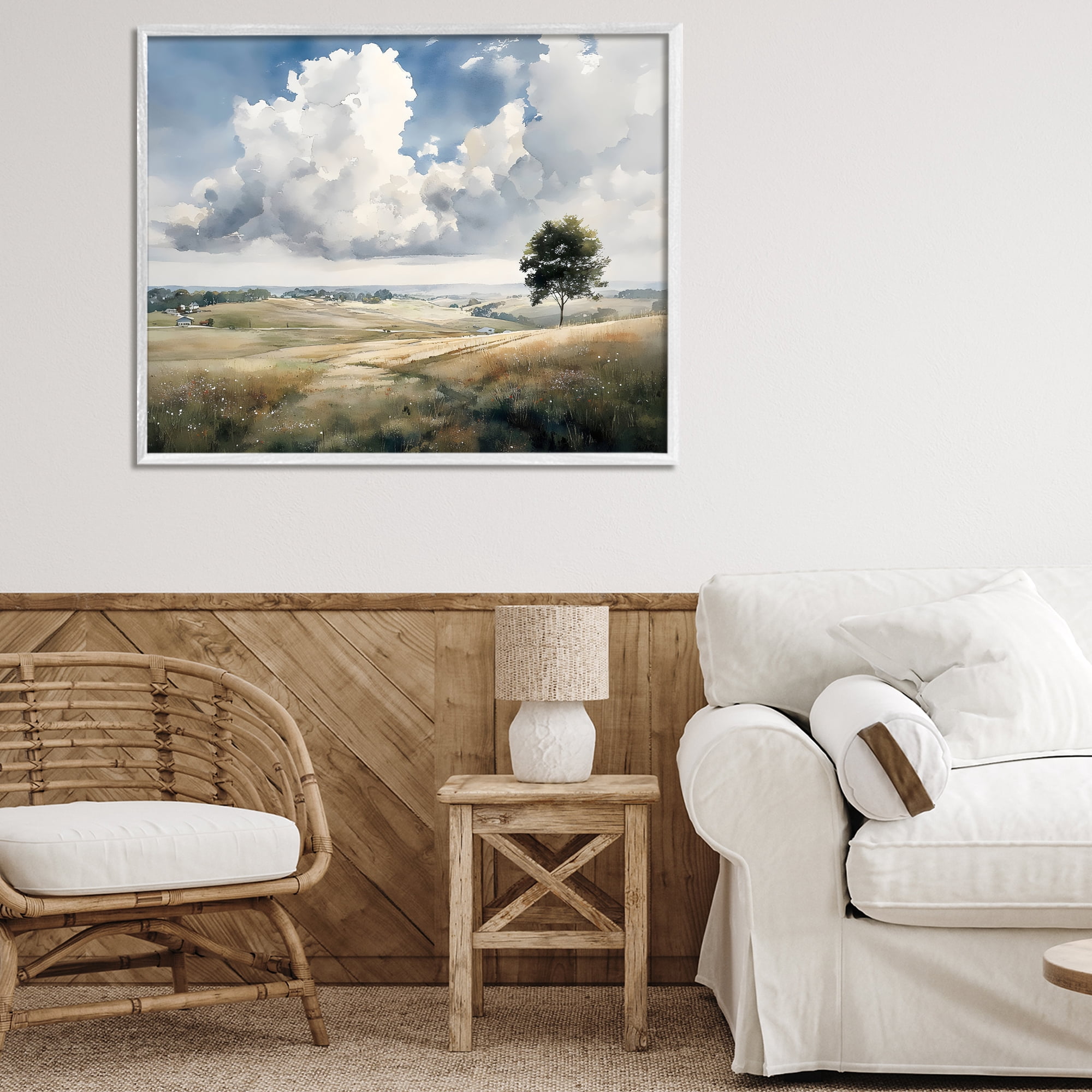 Stupell Industries Pretty Hills with Solitary Tree White Framed Giclee Art, design by Franklyn Gregory