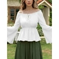 thumbnail image 5 of FEOYA Renaissance Tops Womens Gothic Blouse Steampunk Flare Sleeves Medieval Pirate Shirt Goth Peasant Tops L, 5 of 7