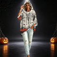 thumbnail image 2 of FGVCTG Halloween Sweatshirts for Women Drawstring 3/4 Sleeve Halloween Hoodie Ghost Graphic Spooky Oversized Pullover Hoodies Beige M, 2 of 4