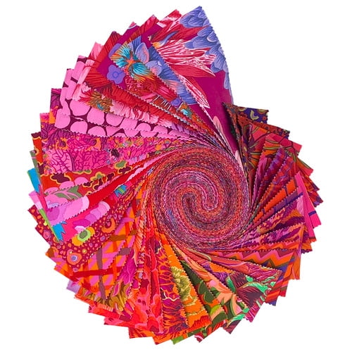 Jelly Roll - Kaffe Fassett Collective Ruby FreeSpirit Classics & Stash Classics Plus 40pc Design Roll 2.5" Strips Roll-Up Bundle Quilter's Cotton Fabric Precuts (FB4DRGP.RUBY) M421.23