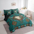thumbnail image 2 of jejeloiu Vintage Aztec Geometric 7-Piece Twin Bedding Sets Kids,Tribal Boho Bull Skull Bedding Comforter SetFor Men,Reversible, 2 of 7