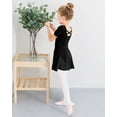thumbnail image 5 of Stelle Ballet Leotard Short Sleeve Criss-Cross Back Dress with Chiffon Skirt, Ballerina Outfit for Girls,Black,4T, 5 of 7