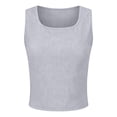 thumbnail image 7 of vigerkar Women's Scoop Neck Sleeveless Knit Ribbed Fitted Casual Crop Tank Top (Light Gray, L), 7 of 7