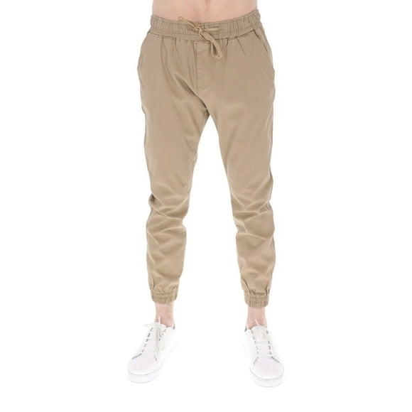 JOGGER DE GABARDINA STRETCH PARA HOMBRE COMODO MODA CASUAL Y DEPORTIVA COLOR BEIGE TALLA G