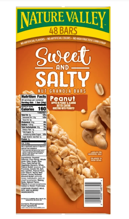 Nature Valley Sweet and Salty Granola Bar, Peanut, 1.2 oz, 48-count