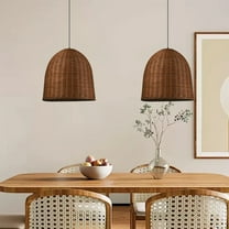 LittleGlovo Restaurant Lamp Wabi-sabi Style Chandelier B&B Retro Hand-woven Rattan Lampshade