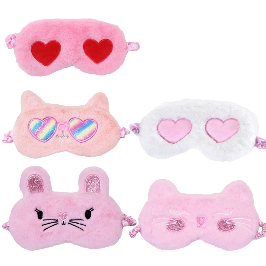 Plush Eye Mask Cute 5PCS Plush Light Blocking Cartoon Eye Cover