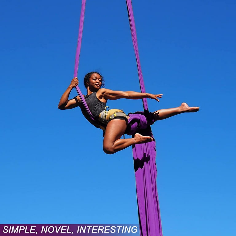 Aerial Silks Yoga Hammock Kit (11 Yards) Durable Silk Aerial Dance Flying  Swing, Yoga Starter Kit for Home, Antigravity Inversion with Certified
