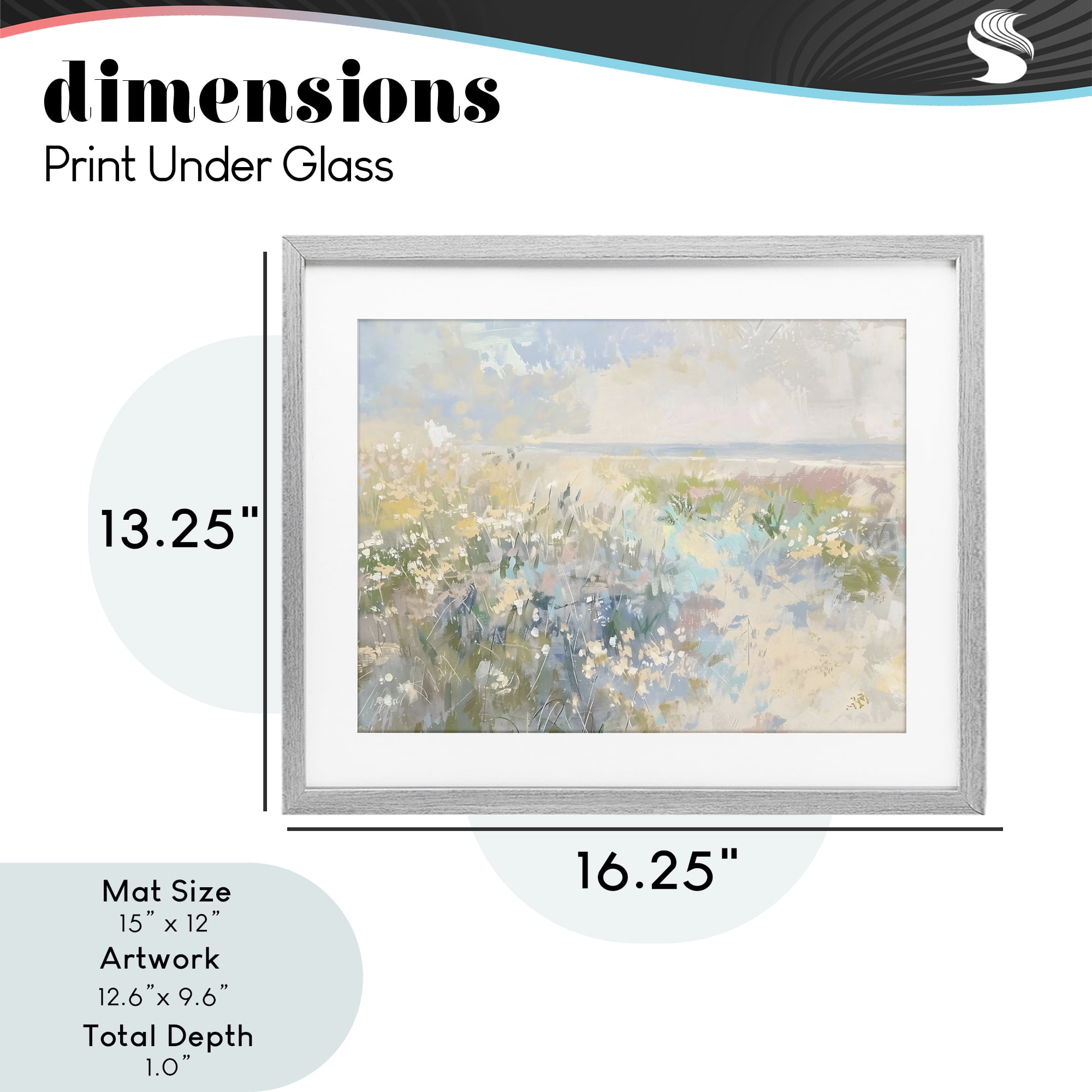 Stupell Industries Mottled Pastel Field Impression Gray Framed Print Under Glass, design by Creative Studio