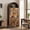 Walnut, variant on Cottinch 71" Tall Arched Bookshelf, Wood Display Cabinet with Glass Doors and Adjustable Shelves & LED Lights, Black