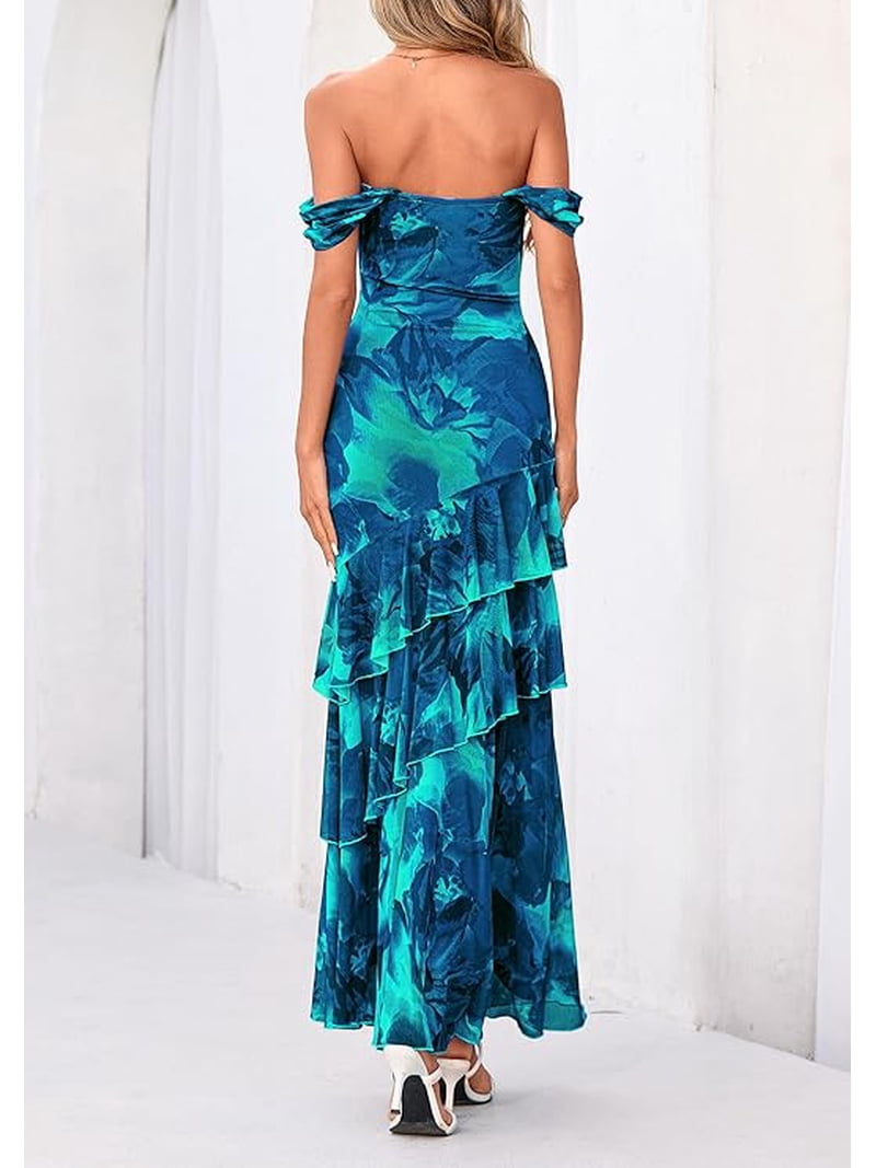 PRETTYGARDEN Women's Formal Cocktail Maxi Dresses Summer Off Shoulder  Floral Mesh Bodycon Spring Wedding Guest Dress - Walmart.com