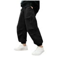 thumbnail image 2 of HAOTAGS Teen Boys Cargo Pants(5-15), Elastic-Waist Trousers with Multi-Pockets Casual Comfy Long Pants Black 14-15 Years, 2 of 7