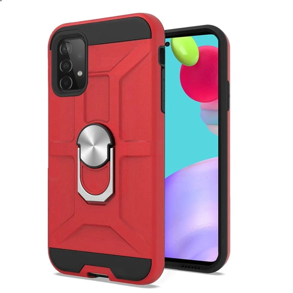 for Samsung Galaxy A52 5G Cases with Stand Kickstand Ring Holder [360° Rotating] Armor Dual Layer Work with Magnetic Car Mount Hard Cover ,Xpm Phone Case [Red]