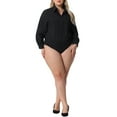 thumbnail image 2 of FAB CURVES Mono de mujer de talla grande con botones y mangas largas, blusas de oficina 4X negro, 2 of 6