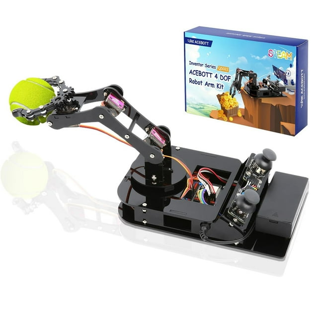 ACEBOTT 4 DOF ESP32 Programmable Robotic Arm Kit – STEM Educational DIY Robotics Kit Compatible with Arduino, App & Remote Control – Perfect Gift for Teens, Kids 8+, Coding & Engineering Learning Toy