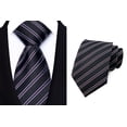 thumbnail image 4 of Pack of 3 Men‘s Woven Jacquard Neckties - Classic Stripe & Check Pattern, Extra Long Length for Big & Tall, Formal Business and Wedding Party Ties, 4 of 4