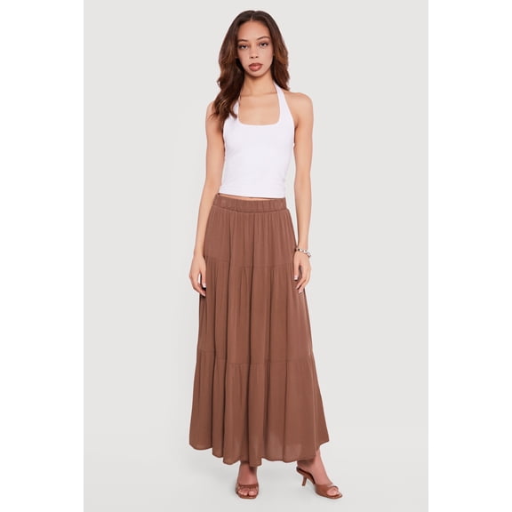 Women's Gauze Knit Tiered Maxi Skirt