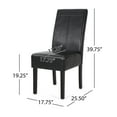 thumbnail image 3 of GDF Studio Percival Contemporary T-Stitch Dining Chairs, Set of 4, Midnight Black Faux Leather and Espresso, 3 of 9
