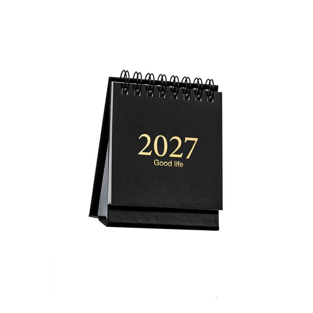 Standing Table Calendar 2027-2028, English Monthly Pages, Compact Wirebound Format for Counter Study Planning by LUVNIMB