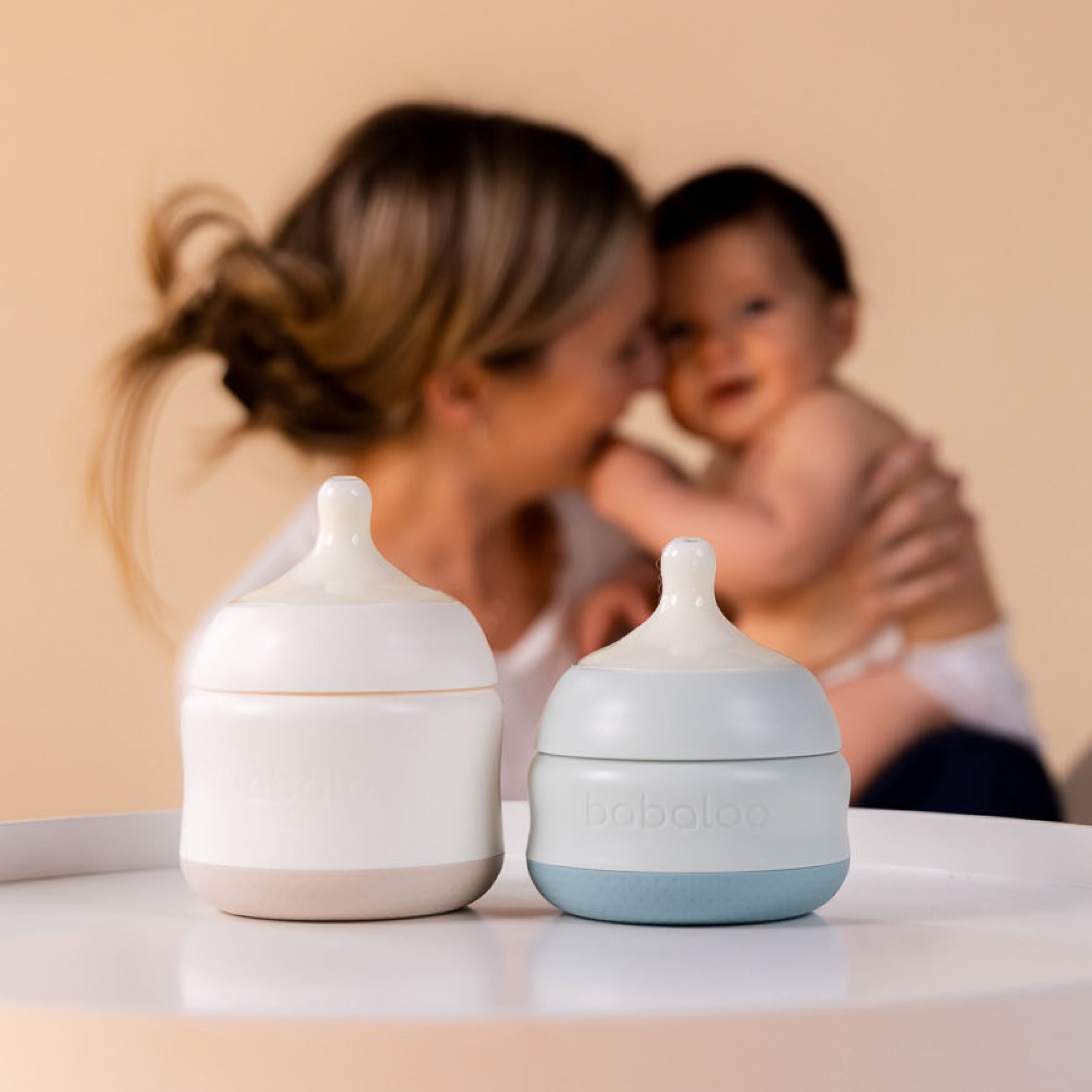 Babaloo Baby-Led Anti-Colic Bottle – 8 oz Single Bottle (Creme) – Slow Flow Nipple, BPA-Free Platinum-Grade, Food-Grade Silicone