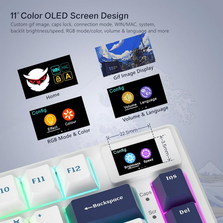 XVX Womier S-K80 Backlit Wired Gaming Keyboard, White Kanagawa