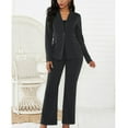 thumbnail image 2 of Stylish Women's Slim Fit Suit with Turn-Down Collar, Flap Pockets & Straight Leg Pants - Black, Size M Bienvenido, 2 of 6