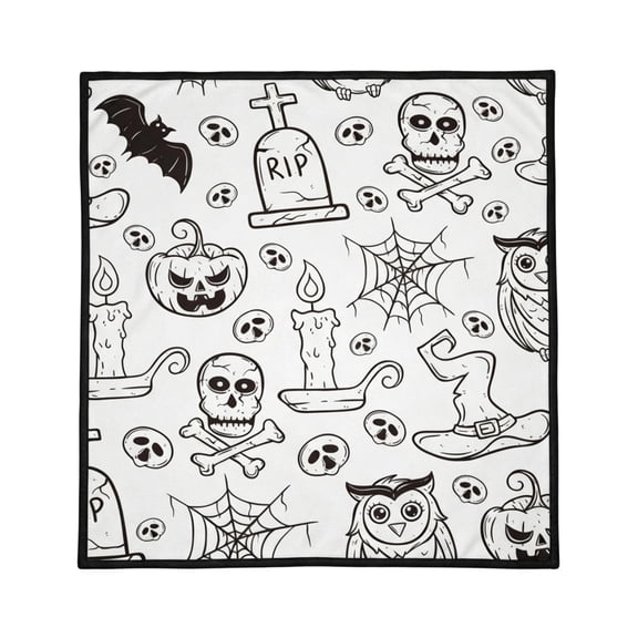 Halloween DIY Coloring Blanket, DIY Color Your Own Blanket 60x50 In, Fuzzy Polyester Blanket for Creative Personalization, Artistic Home Decor Cozy Gift, Halloween Ghost Pattern Doodle Mat Decoration