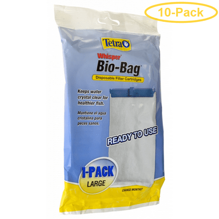 Tetra Bio-Bag Disposable Filter Cartridges Large - For Whisper 20i, 40i, C, 20, 30, 40 & 60 Power Filters (1 Pack) - Pack of 10