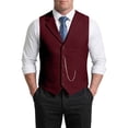 thumbnail image 4 of Vintage Tweed Waistcoat for Men with Chain Detail Retro Lapel Vest Formal Suit Gilet Business Casual Sleeveless Jacket Wine L, 4 of 8