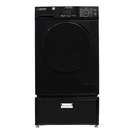 Pemberly Row All-in-One Washer Dryer in Black Steel - 15lb 110V   Pedestal