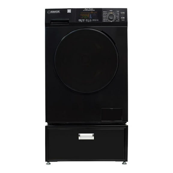 Pemberly Row All-in-One Washer Dryer in Black Steel - 15lb 110V Pedestal