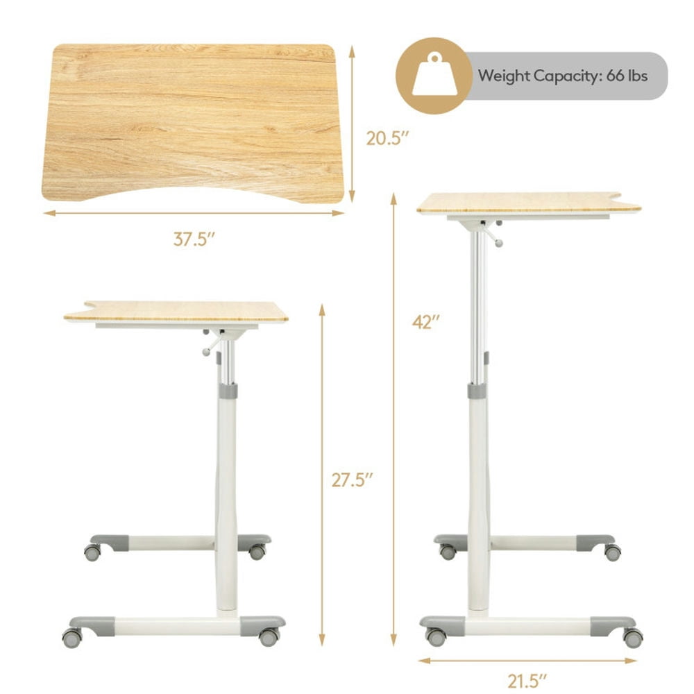 Resenkos Standing Desk,Stand up Table, Home Office Desk,Height Adjustable Computer Desk Sit to Stand Rolling Notebook Table -Natural