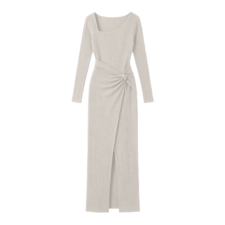 white bodycon dress with split Ayolanni Square Neckline Dresses for Women 2026 Solid Long Sleeve Fitted Waist Long Party Dressy Vacation Sundress XL An excuse to dress styleattribute-wrap dresses Anika Sequin Applique Formal Color:Blue Pink Geo