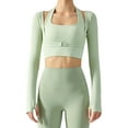 thumbnail image 5 of Women's Stretch Cutout Yoga Sports Jacket Long Sleeve Crop Top T Shirts with Thumb Holes, 5 of 8