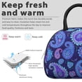 thumbnail image 3 of Paisley and Floral Blue Pattern Insulated Lunch Bag,Leakproof Large Capacity Lunch Box for Work,Picnic or Travel,11.4 X 6.7 X 8.3 Inches, 3 of 6