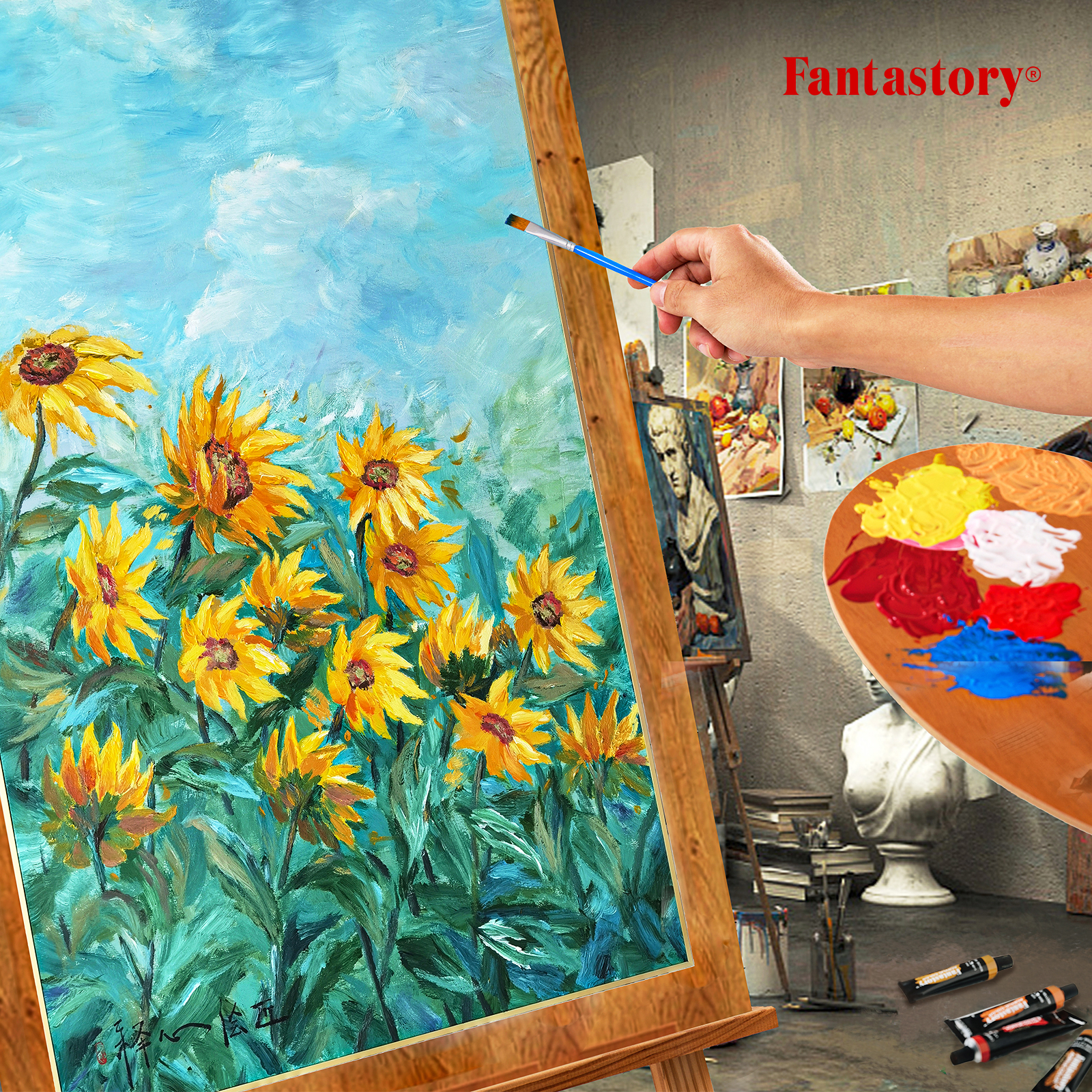 Fantastory 24-Color Acrylic Paint Set with 3 Brushes photo 6