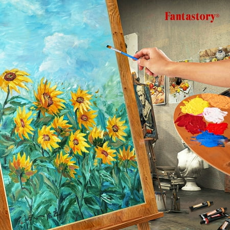 Fantastory Acrylic Paint Set, 24 Colors 12ML Tubes with 3 Paint Brushes, Portable Craft Paint Set for Painters