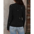 thumbnail image 4 of CHICME Cardigan Sweaters for Women Sparkle Rhinestone Cable Knit V-Neck Long Sleeve Button Down Lightweight Fall Sweater Black-XL, 4 of 9