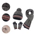 thumbnail image 1 of Snowflake Print Beanie Hat Scarf Touch Screen Gloves Set With Pom For Women, 1 of 5